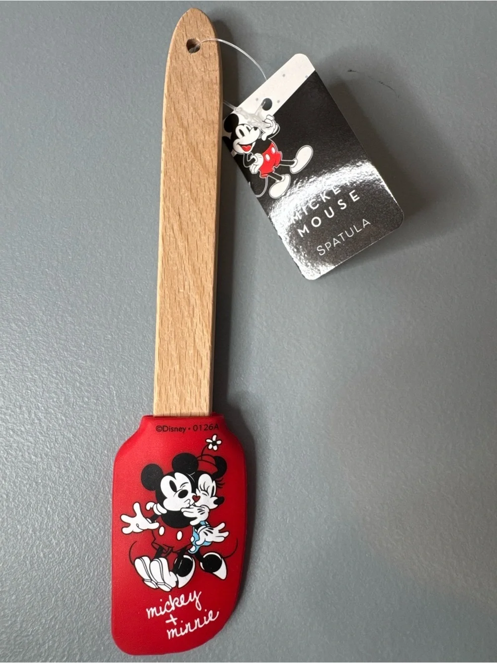 Disney Red Mickey & Minnie Silicone Spatula with Wooden Handle hugging kiss love